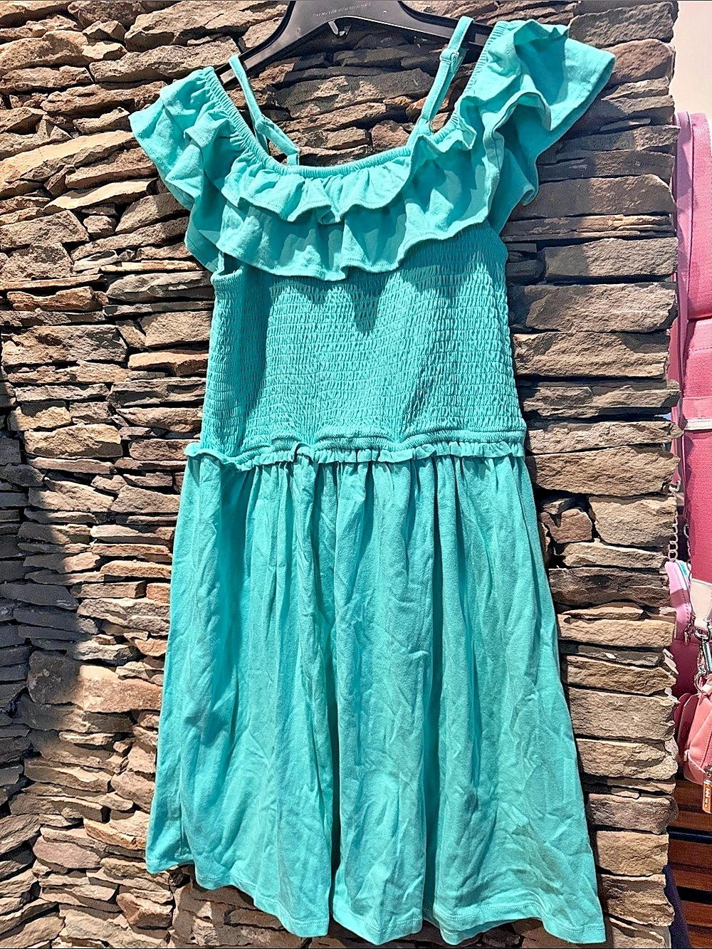 Fab kids XXL Turquoise Ruffle Dress Like New worn once